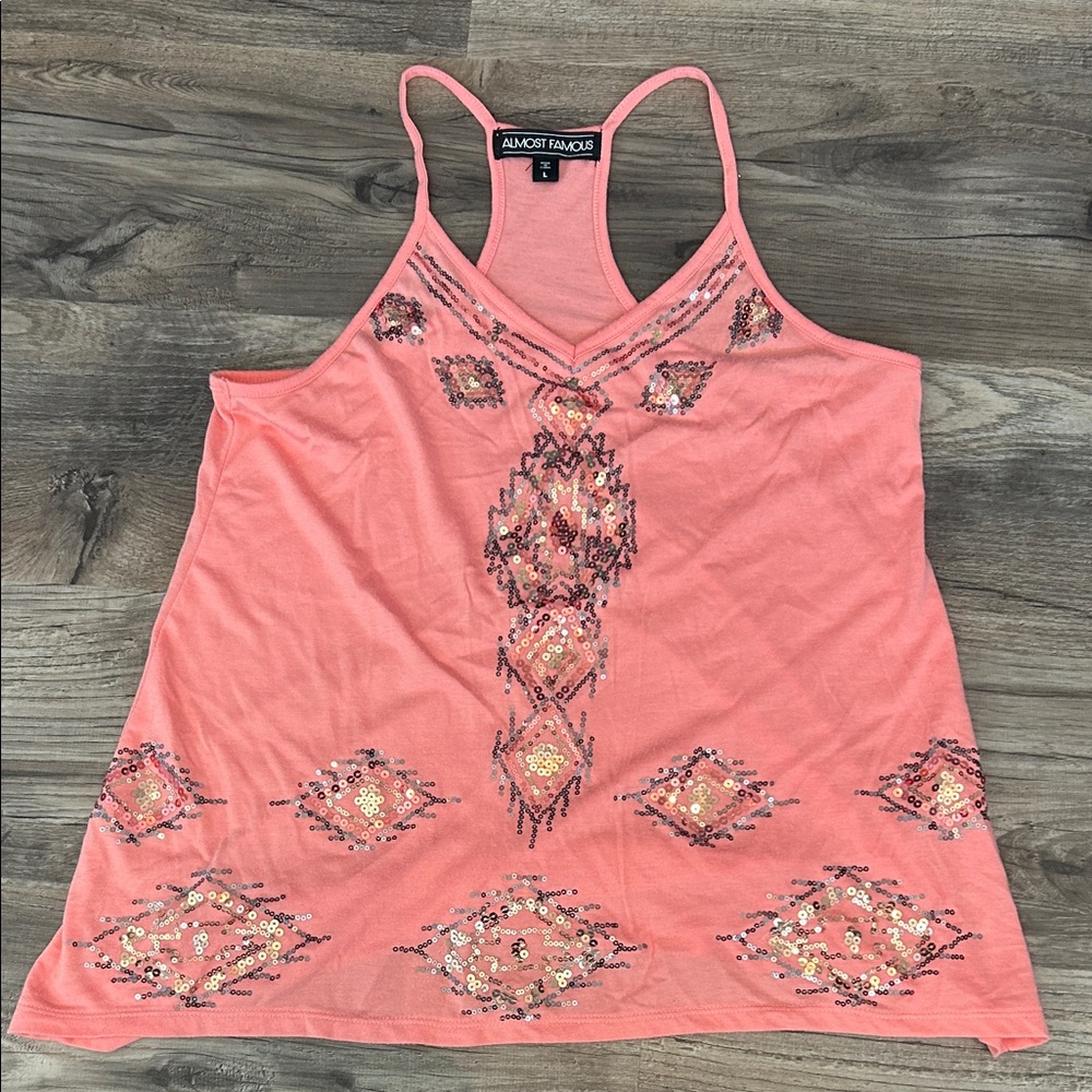 Almost Famous Coral Embellished Camisole